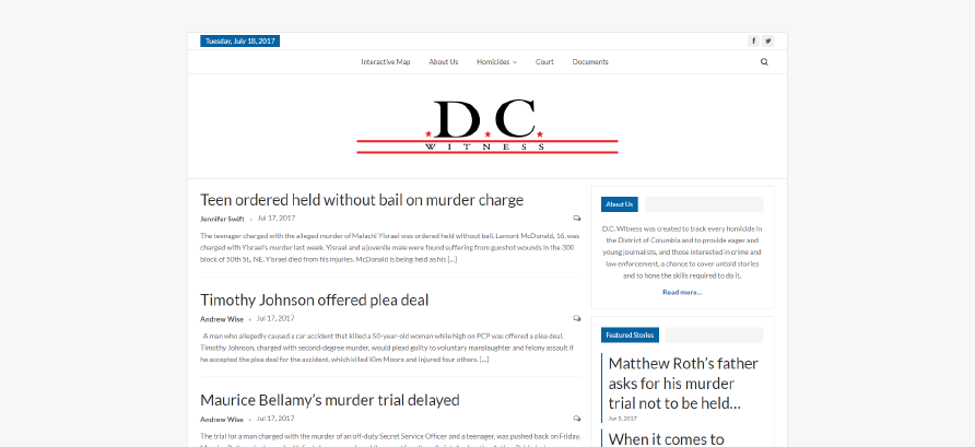 DC Witness_Project Image_Homepage_Before DC Witness homepage before the redesign