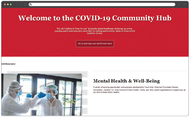 JnJInstitute covid-19 landing page