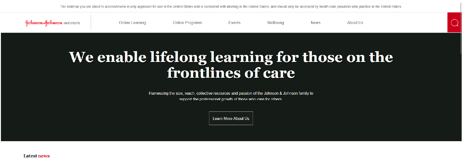 JnJInstitute_Project Image_Header_Before JJI homepage before the redesign